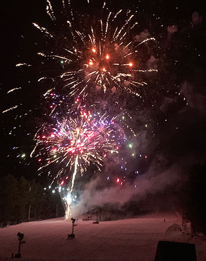 Fireworks on Main Slope with pink tone